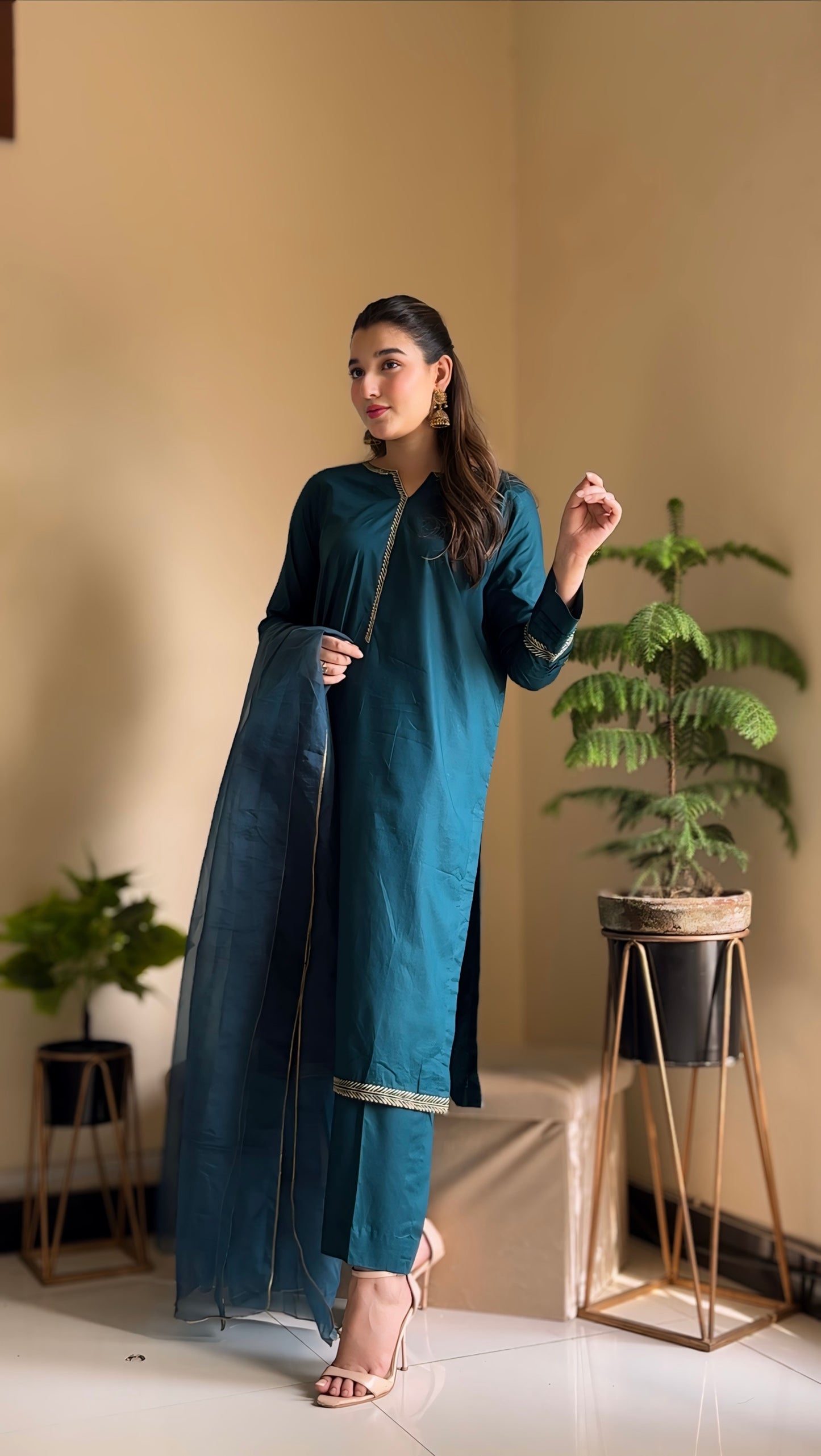 Teal Embroidered -3 piece