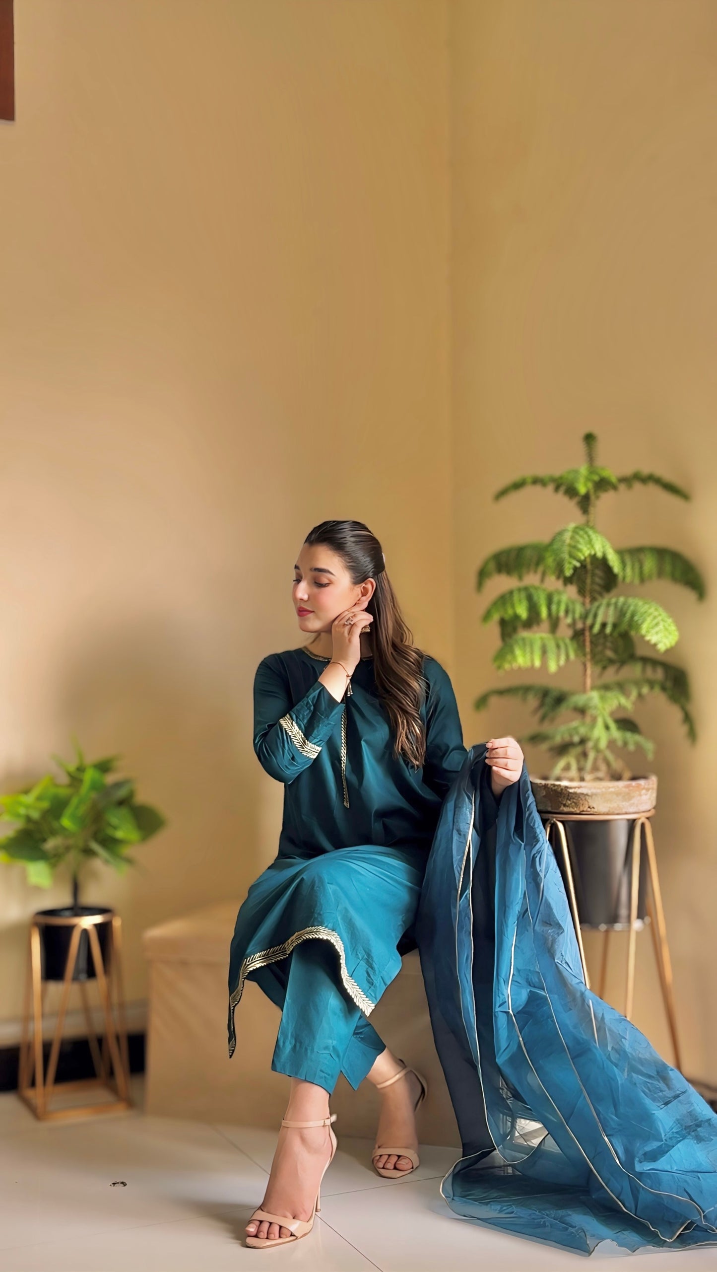 Teal Embroidered -3 piece